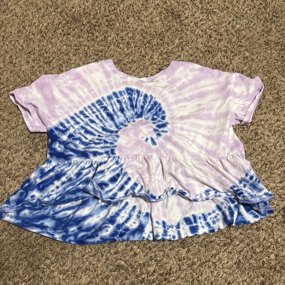 Kids Tie-Dye Ruffle Top - Blue and Purple